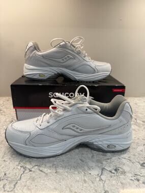 Saucony Women's Grid Omni Walker Walking Shoe White Silver Size 10.5